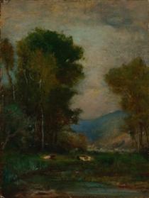 Cows by a Stream - George Inness