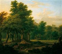 Wooded Landscape with Gypsies, Evening - Джордж Ламберт