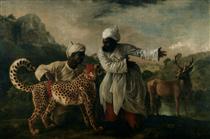 Cheetah with Two Indian Servants and a Stag - Джордж Стаббс