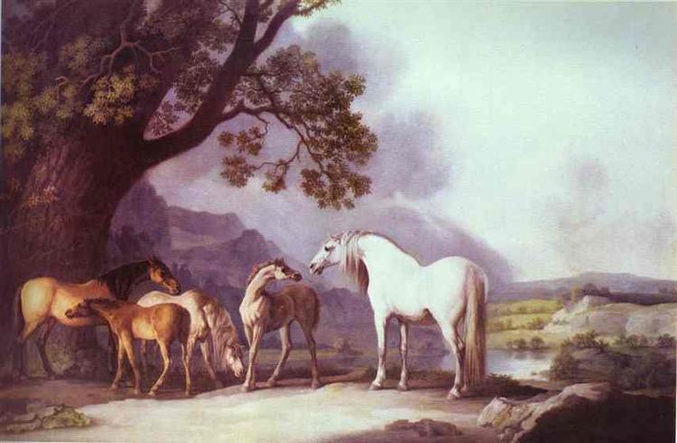 Mares and Foals in a Mountainous Landscape, 1769 - George Stubbs