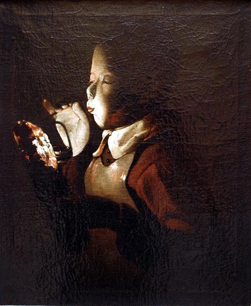 Boy Blowing at Lamp, c.1640 - 喬治．德．拉圖爾