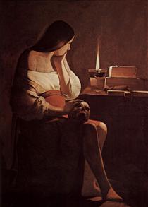 Mary Magdalene with Oil Lamp - 喬治．德．拉圖爾