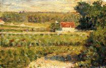 House with Red Roof - Georges Pierre Seurat