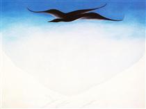 A Black Bird With Snow Covered Red Hills - Джорджия О’Киф