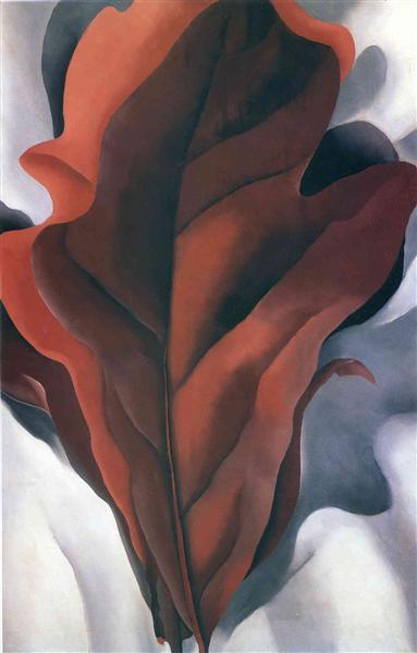 Large Dark Red Leaves on White - Джорджия О’Киф