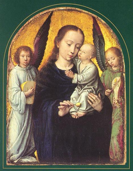 Мадонна з немовлям із двома янголами, що грають музику, c.1490 - c.1495 - Герард Давид