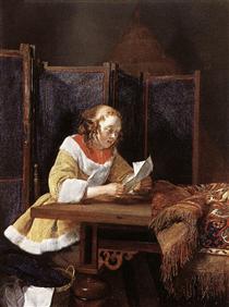 A Lady Reading a Letter - Gerard ter Borch