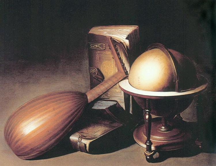 Still Life with Globe, Lute, and Books, c.1635 - Gérard Dou