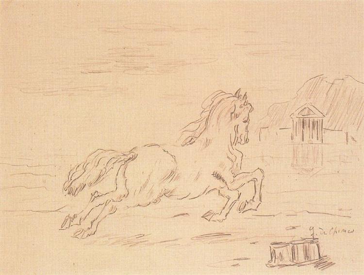 Horse on the shore of a lake, c.1949 - Giorgio de Chirico
