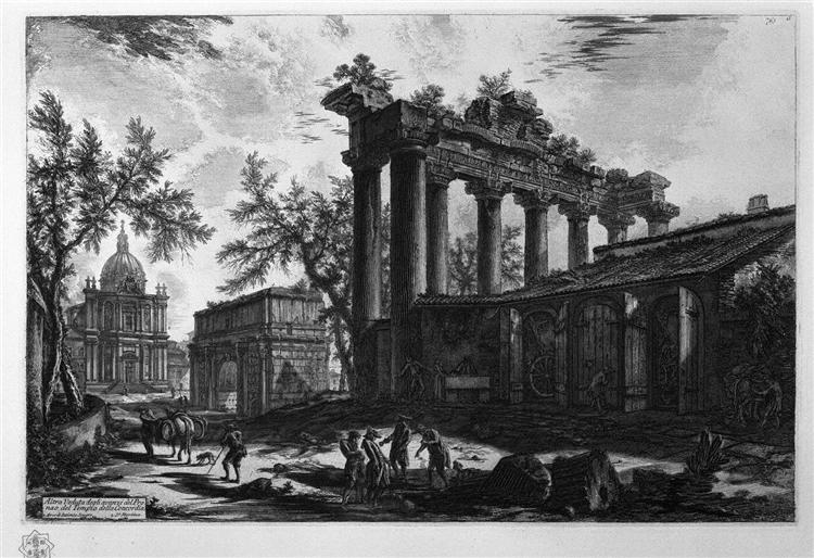 Another view of the ruins of the pronaos of the Temple of Concord - Джованни Баттиста Пиранези