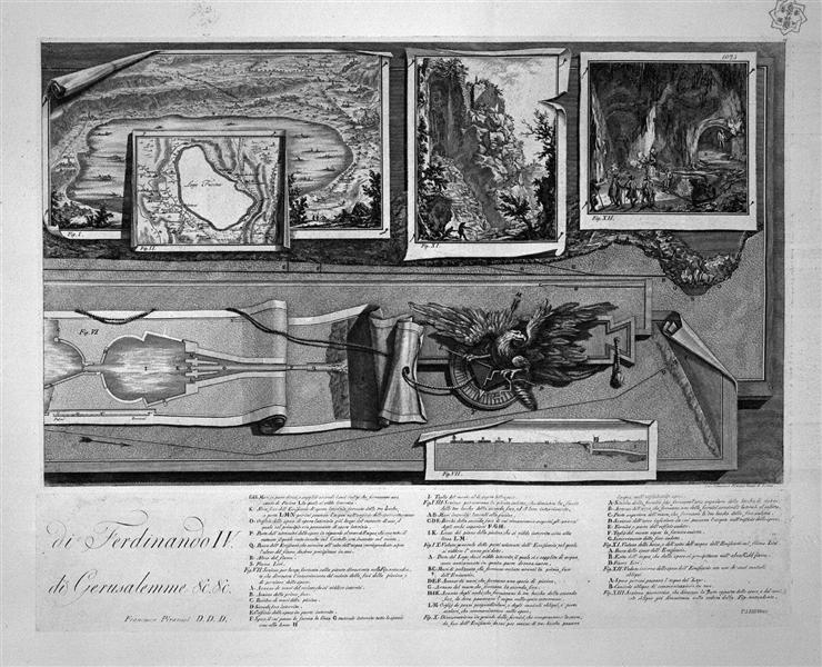 Demonstration from the Lake of Fucino, two boards together, title listed with index - Giovanni Battista Piranesi