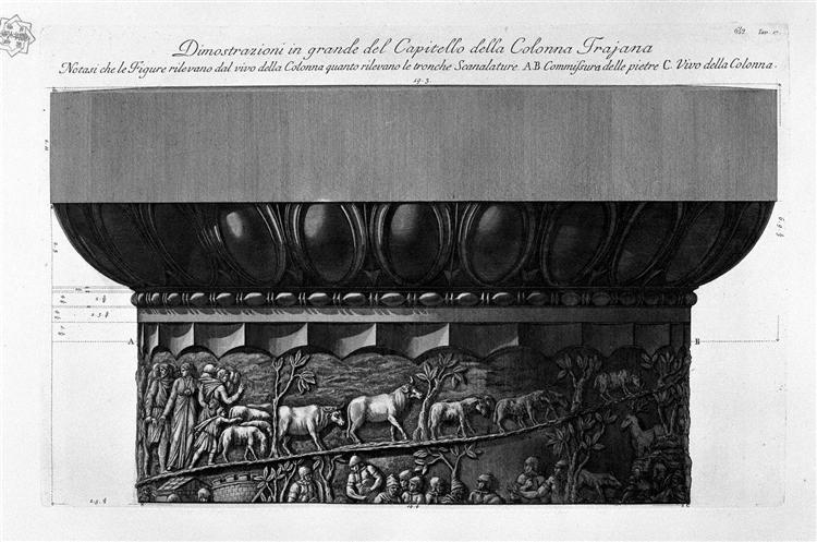 Demonstration in great capitals of the columns of Trajan - Giovanni Battista Piranesi