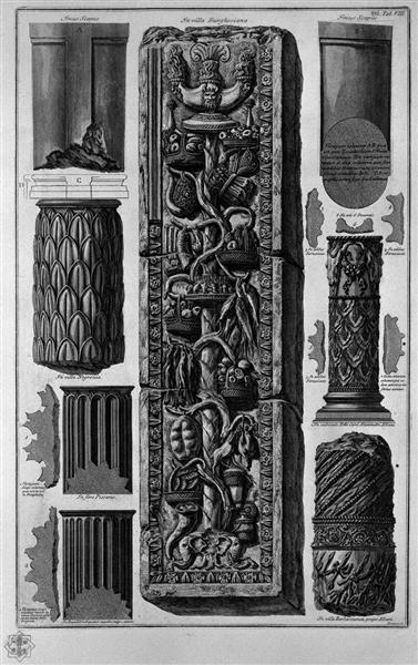 Drums of columns and bas-relief of Roman Villas - Джованни Баттиста Пиранези