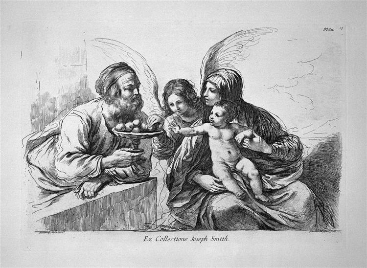 Holy Family, St. Josephus gives the child some fruit that points to an angel - Giovanni Battista Piranesi
