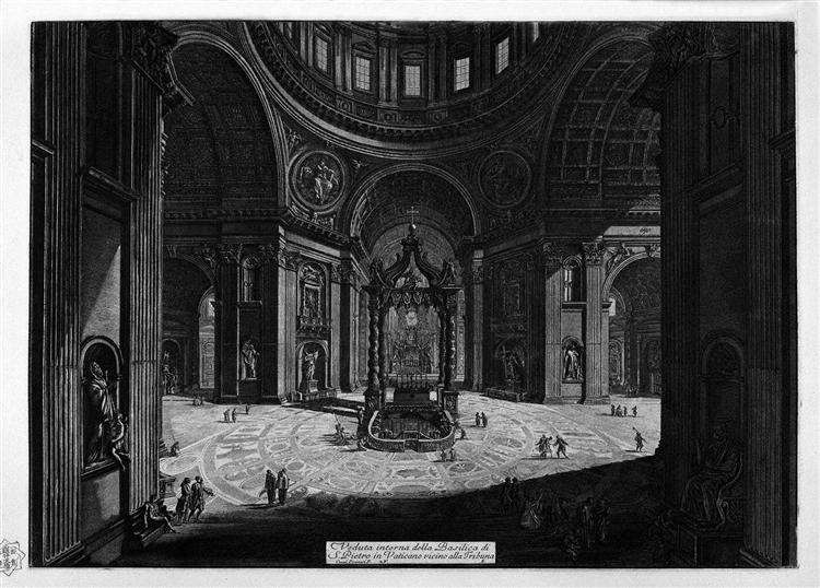 Interior view of the Basilica of St. Peter in the Vatican - Джованни Баттиста Пиранези