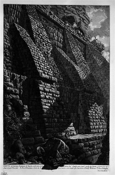 The Roman antiquities, t. 4, Plate X. Cutaway of the spurs that serve as buttresses to the great foundation of the Mausoleum of Adrian `helium. - Giovanni Battista Piranesi
