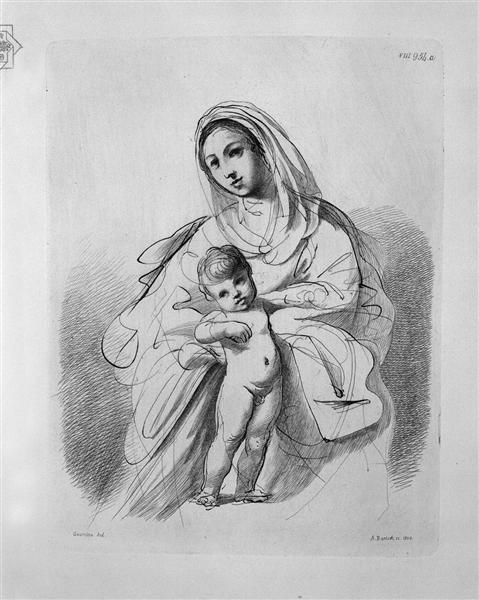 The Virgin and Child in half-figure in her arms, from Guercino - Джованні Баттіста Піранезі