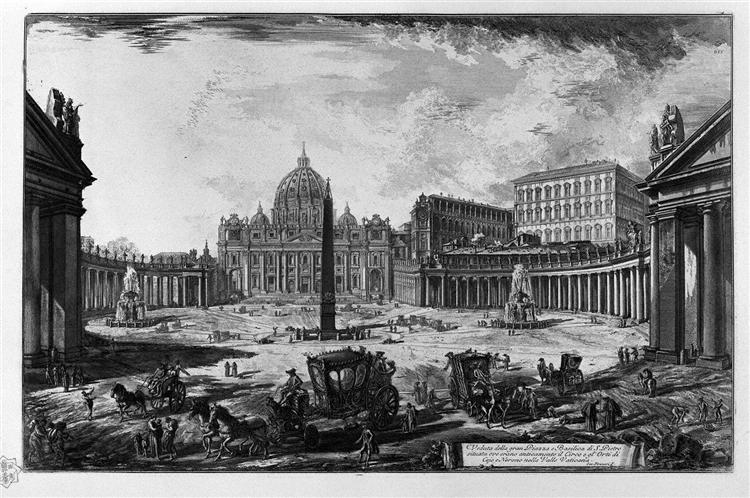 View of the Basilica of St. Peter`s Square at the Vatican - Джованни Баттиста Пиранези