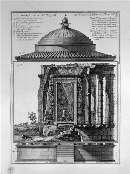 Vista of the prospectus of the Temple of Vesta in Tivoli - 皮拉奈奇
