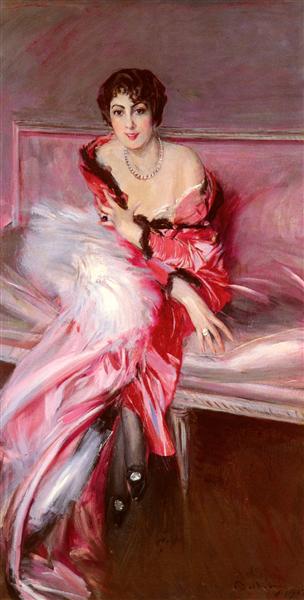 Portrait Of Madame Juillard In Red, 1912 - Джованни Болдини