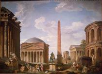 Caprice romain : le Panthéon et autres monuments - Giovanni Paolo Panini