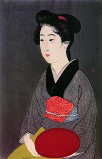 Woman Holding Tray - Goyō Hashiguchi