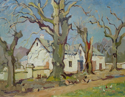 Farmhouse with bare oaks, 1942 - Gregoire Boonzaier