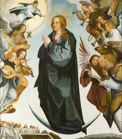 Assunção da Virgem ladeada de anjos músicos - Грегорио Лопеш