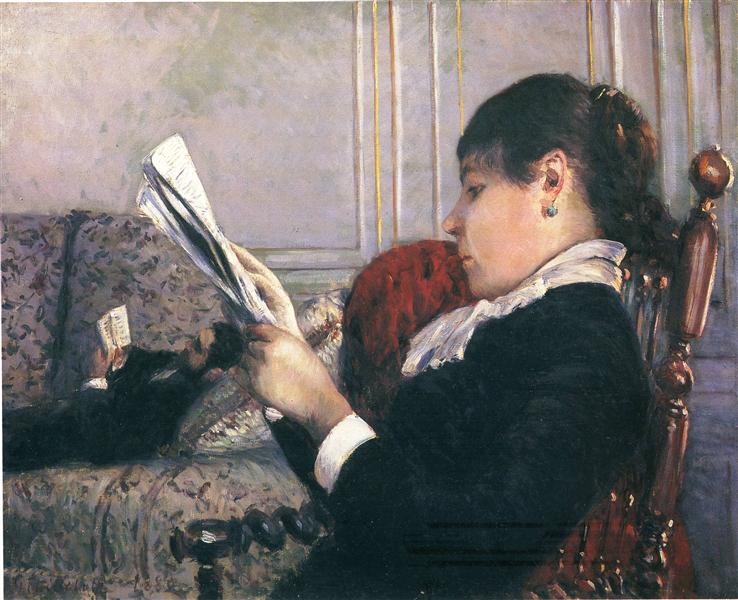 Interior, Woman Reading, 1880 - 古斯塔夫·卡耶博特