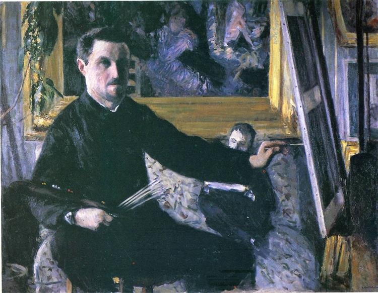 Self-Portrait with an Easel, c.1879 - c.1880 - 古斯塔夫·卡耶博特
