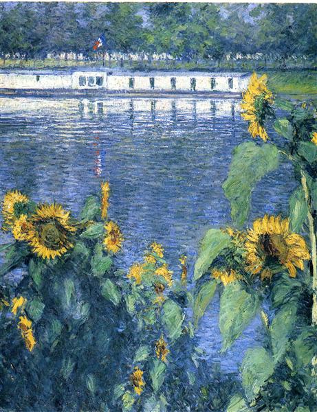 Sunflowers on the Banks of the Seine, c.1886 - Gustave Caillebotte