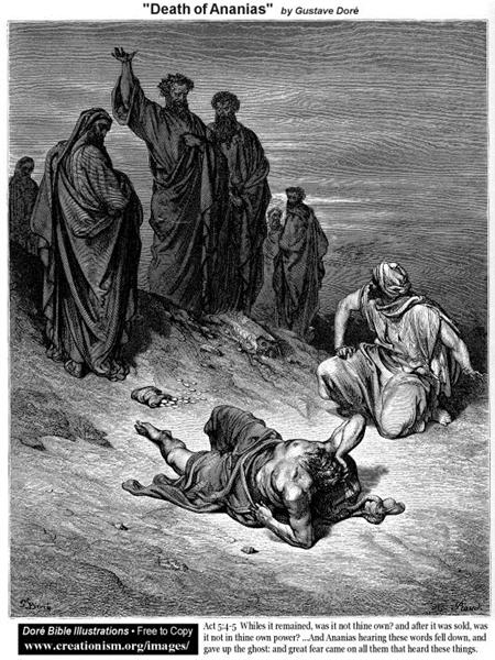 Morte de Ananias - Gustave Doré