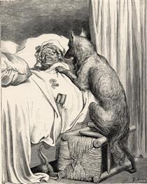 He sprang unpon the old woman and ate her up - Gustave Dore