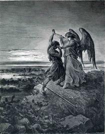 Иаков борется с ангело - Гюстав Доре