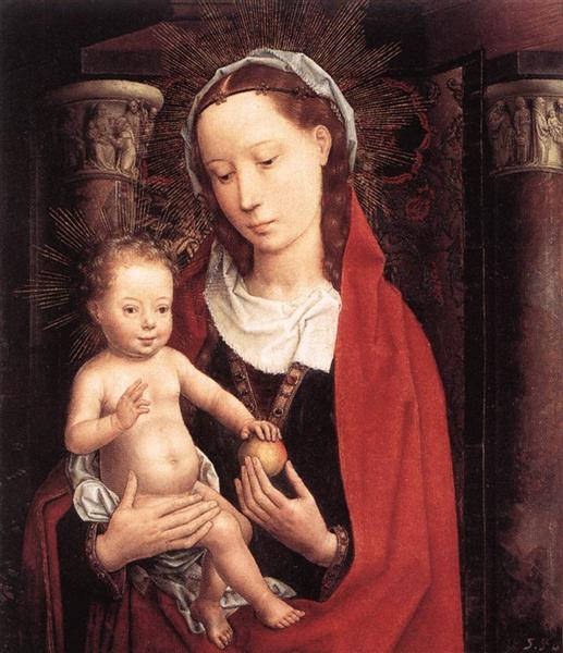 Стоящая Богородица с младенцем, c.1490 - Ганс Мемлинг