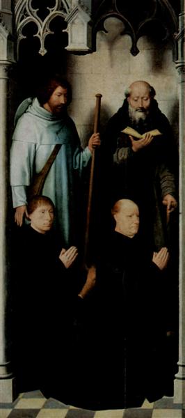 Triptych of the Mystical Marriage of St. Catherine of Alexandria: The Founder Jacob de Kueninc and Anthony Seghers, 1479 - Hans Memling