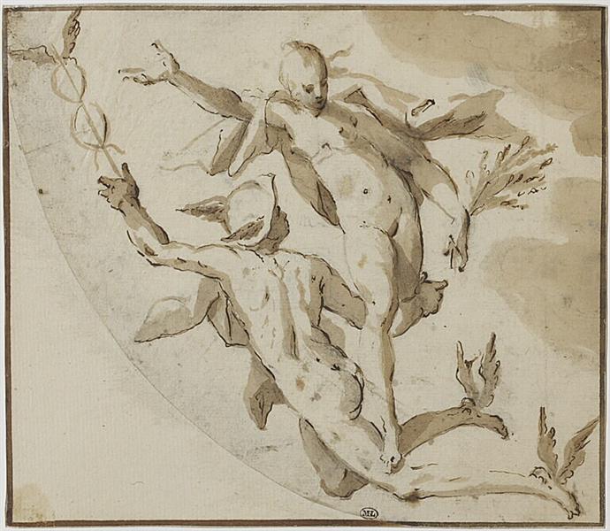 Mercury and Ceres flying through the air, 1567 - 1615 - Hans von Aachen