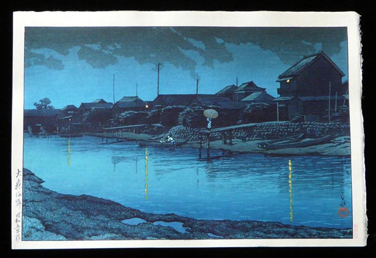 Omori Beach at Night, 1930 - Hasui Kawase
