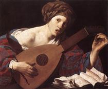 Woman Playing the Lute - Hendrick ter Brugghen