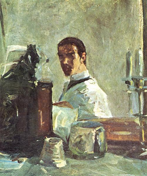 Self-portrait in front of a mirror, 1882 - 1883 - 亨利·德·土魯斯-羅特列克