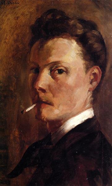 Self-Portrait with Cigarette, 1880 - Анри Эдмон Кросс