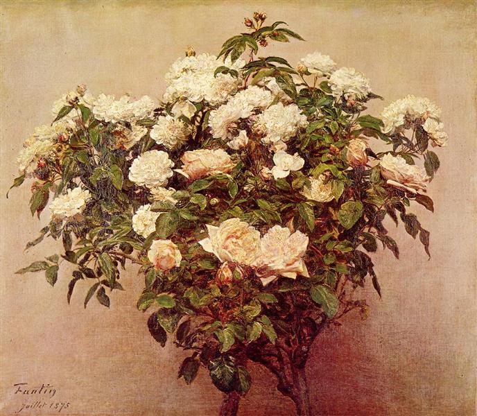 Rose Trees White Roses, 1875 - Анрі Фантен-Латур