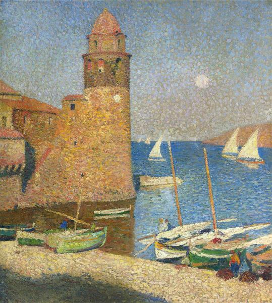 The Tower of Collioure in Moonrise - Анри Мартен