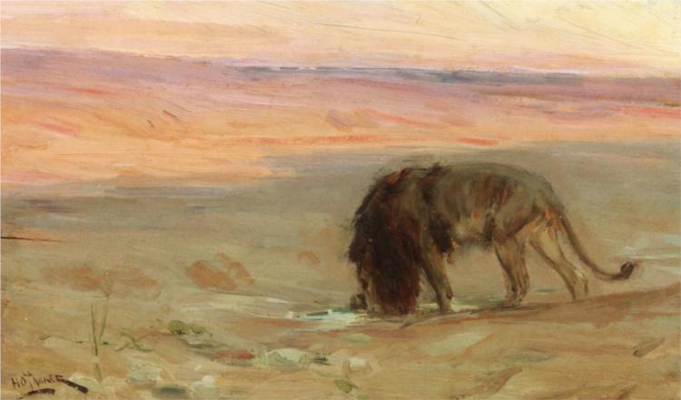 Lion Drinking, 1897 - Генри Оссава Таннер