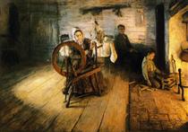 Spinning by Firelight - The Boyhood of George Washington Gray - Генрі Осава Танер