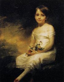 Little Girl Holding Flowers, Portrait of Nancy Graham - Генрі Реберн