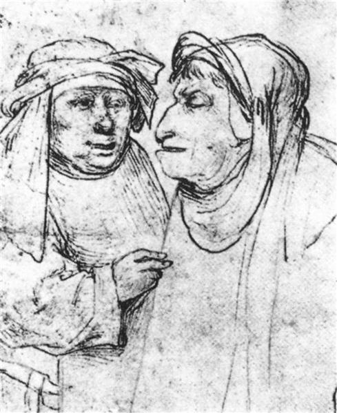 Two Caricatured Heads - Hieronymus Bosch