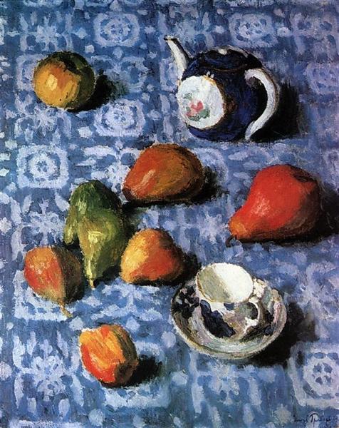 Pears on a Blue Tablecloth, 1915 - Igor Grabar
