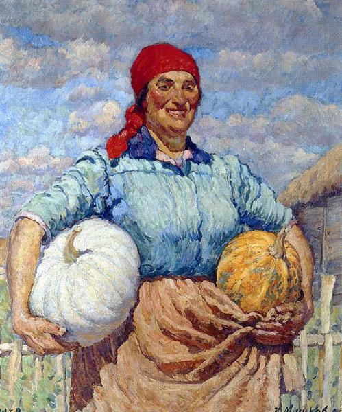 Farmer with pumpkins, 1930 - Ilja Iwanowitsch Maschkow