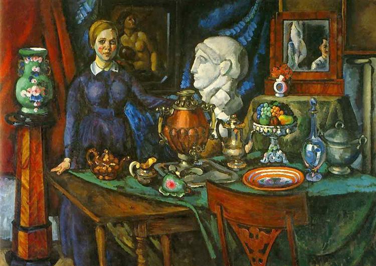 Still Life with Female Figure, 1918 - Ilya Mashkov